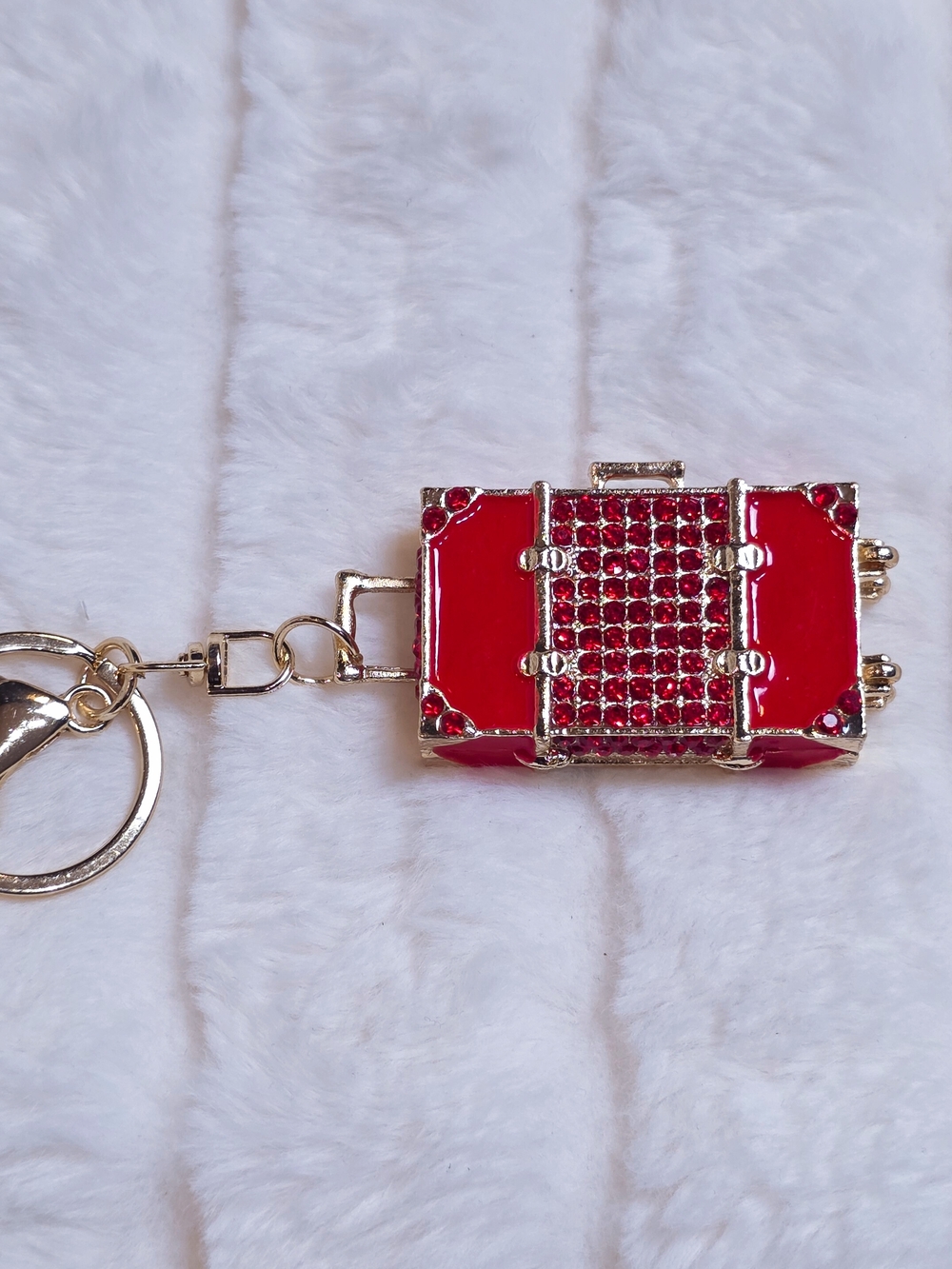 Red Crystal Luggage Keychain Charm - Women Accessories